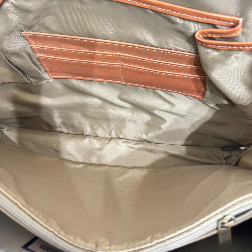 Hartmann Mobile‎ Office Bag Unisex Large Tan Tweed Leather Vintage Rolling